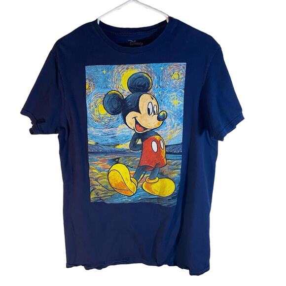 Disney Blue Mickey Mouse Short Sleeve Tee Shirt Medium - Picture 1 of 6